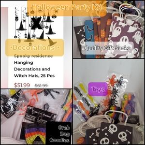 Halloween Party Kit w/ treat bags & party Favors and MORE